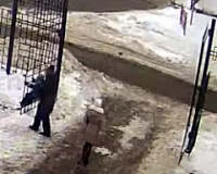 Мать с ребенком поломали ворота в парке "Рабочий сад"