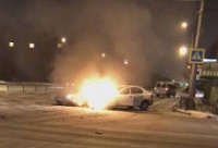 В Брагино в результате аварии вспыхнула иномарка