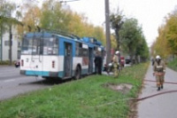 В Рыбинске произошел пожар в троллейбусе